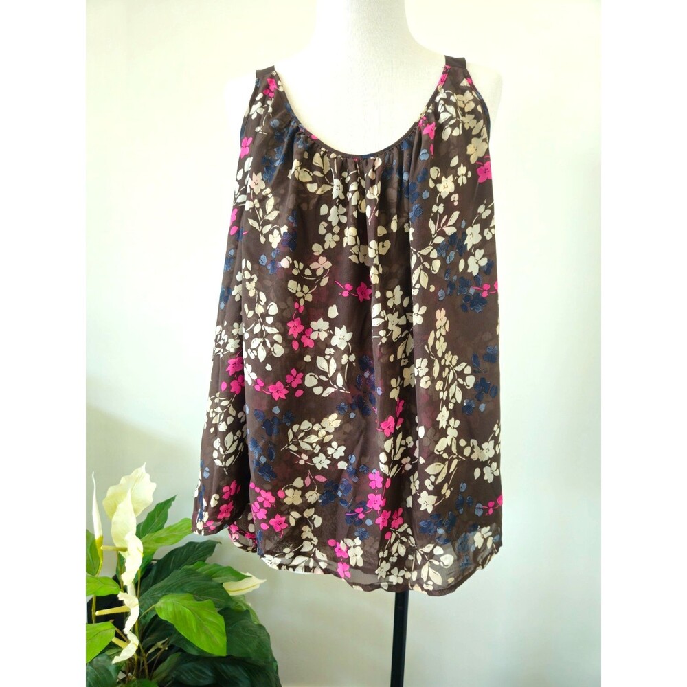 Lane Bryant Camisole Tank Top Flowy Adjustable Straps Brown Multi-Color Size 20